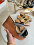 Rhinestone Embedded Double Straps Wedge sandals